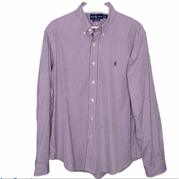 RALPH LAUREN Purple White Pinstripe Dress Shirt XL - Picture 2 of 7